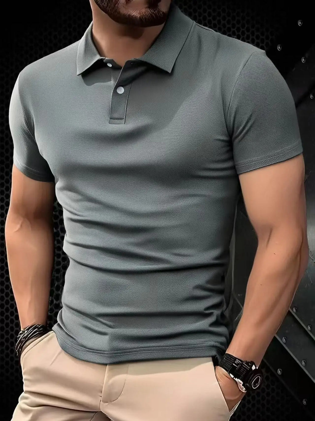 Solid color polo shirt ultra-light men's