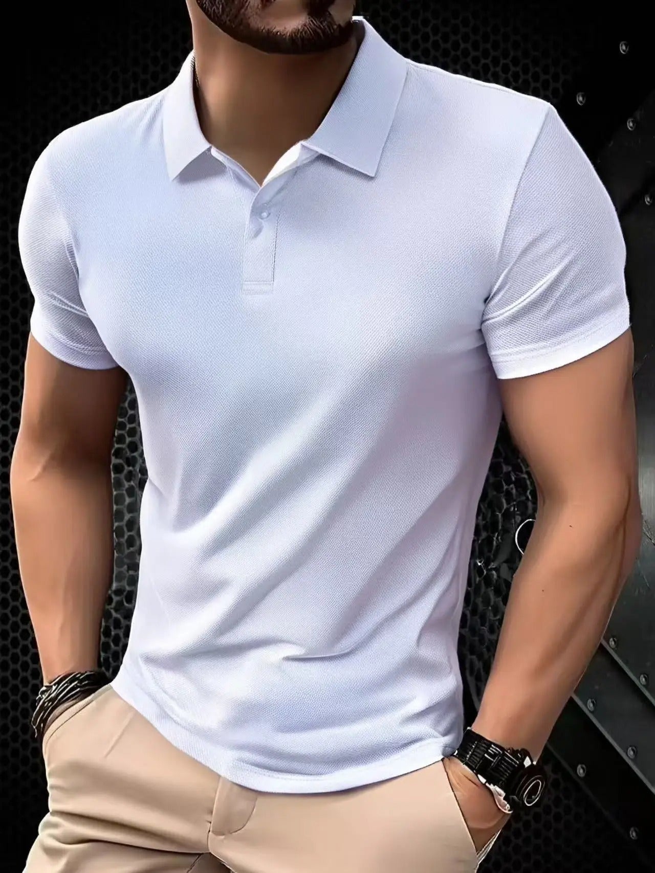 Solid color polo shirt ultra-light men's